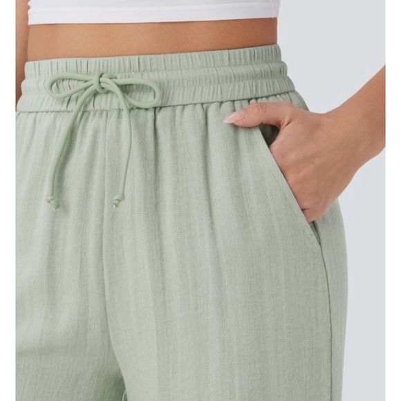 Halara Women's Sage Green Wide-Leg Pants - Picture 2 of 6